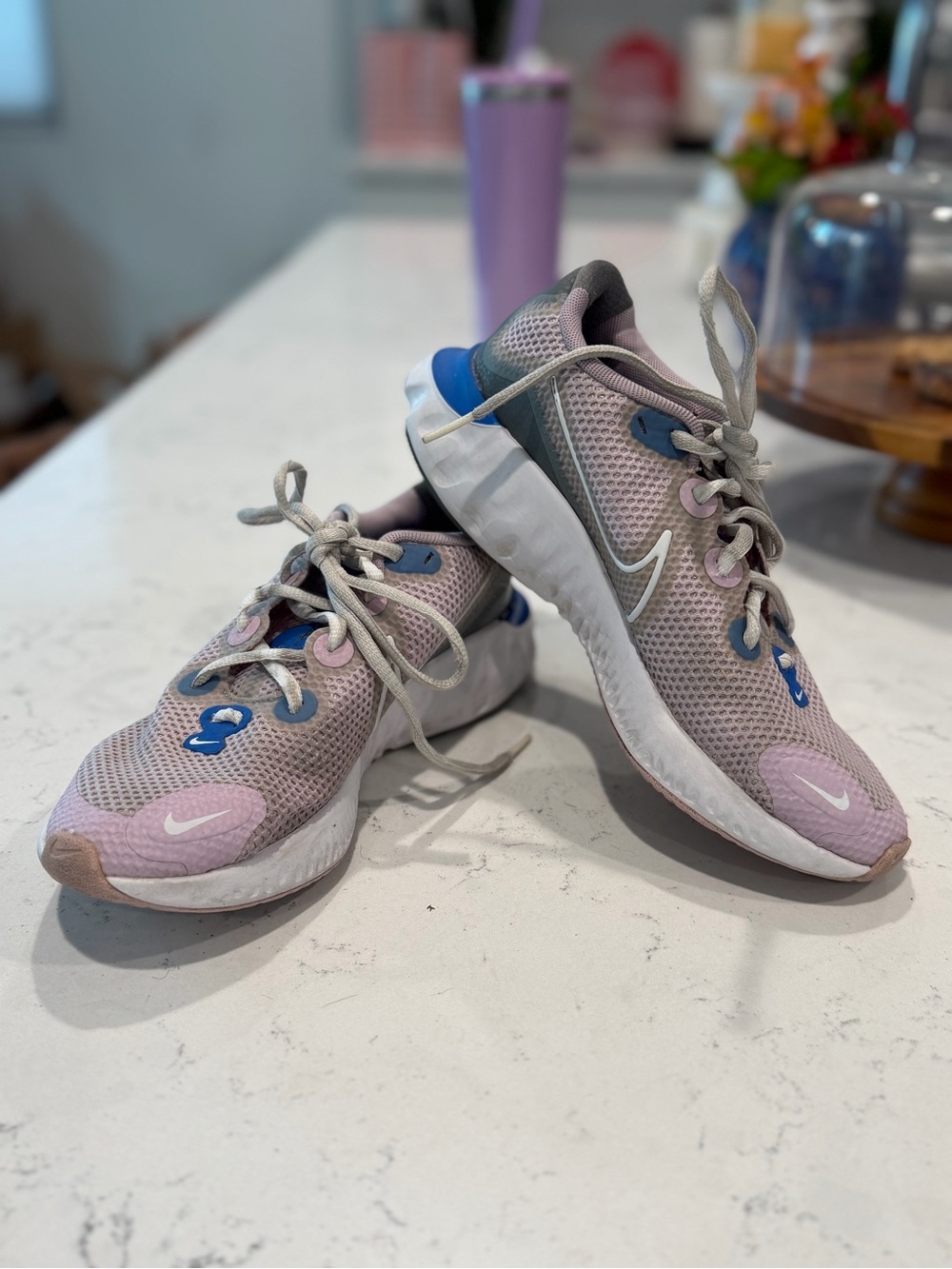 Nike Kids Light Pink and Blue Mesh Sneakers